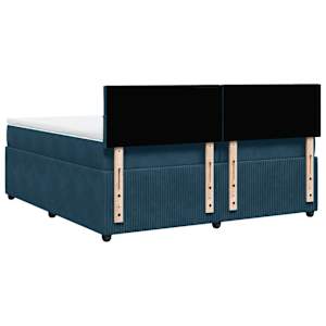 Box spring postel s matrací modrá 200 x 200 cm samet - obrázek 8