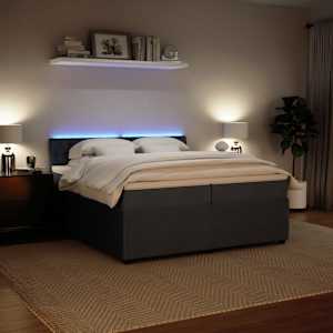 Box spring postel s matrací tmavě šedá 200x200 cm samet - obrázek 5