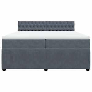 Box spring postel s matrací tmavě šedá 200x200 cm samet - obrázek 6