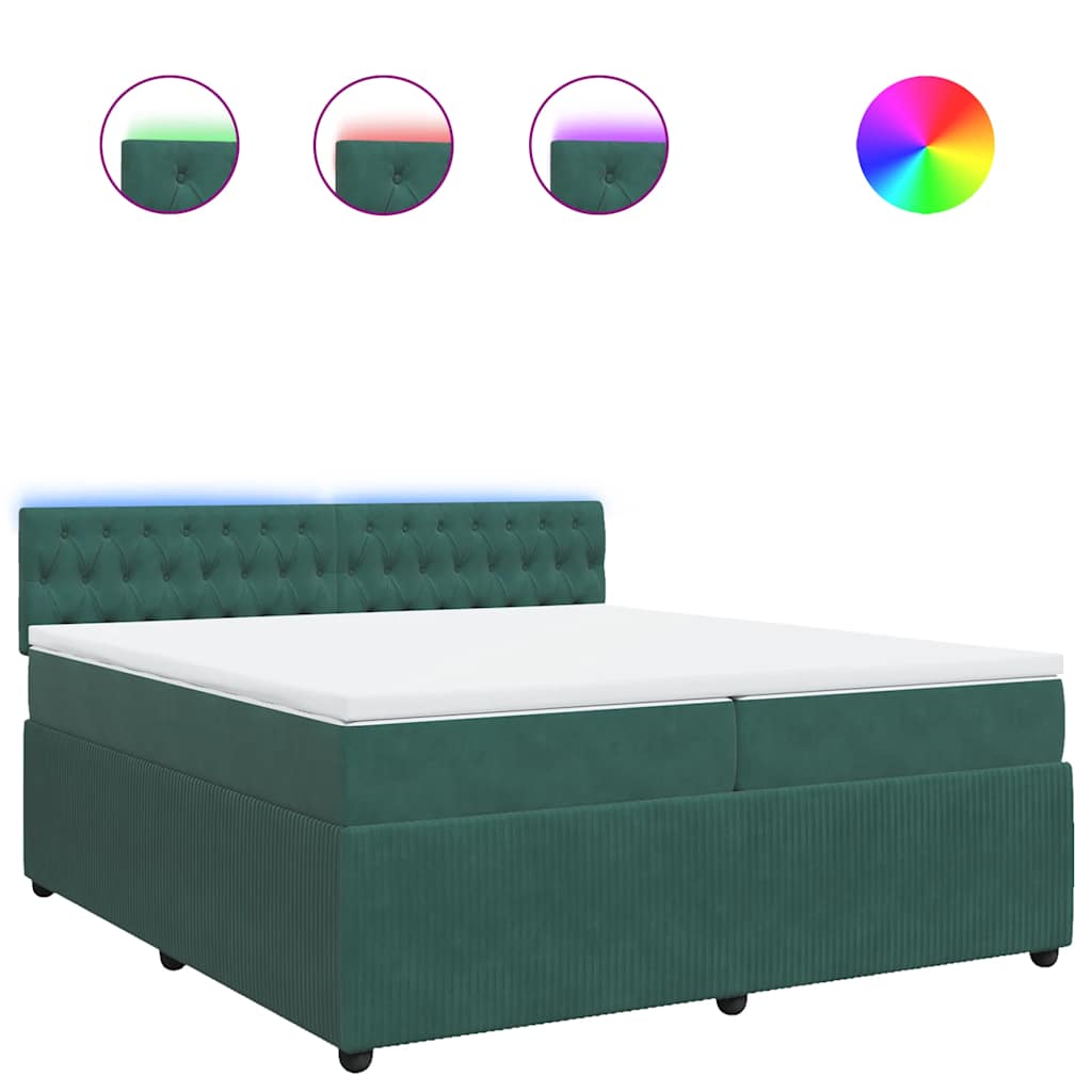 vidaXL Box spring postel s matrací tmavě zelená 200x200 cm samet