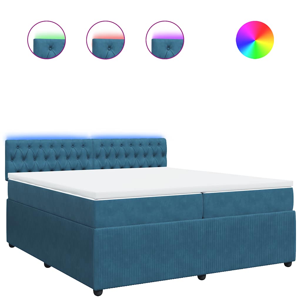 vidaXL Box spring postel s matrací modrá 200 x 200 cm samet