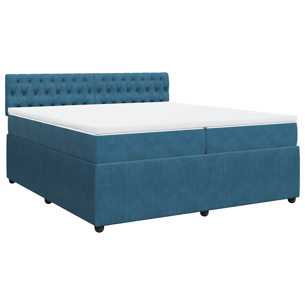 vidaXL Boxspring met matras fluweel blauw 200x200 cm afbeelding