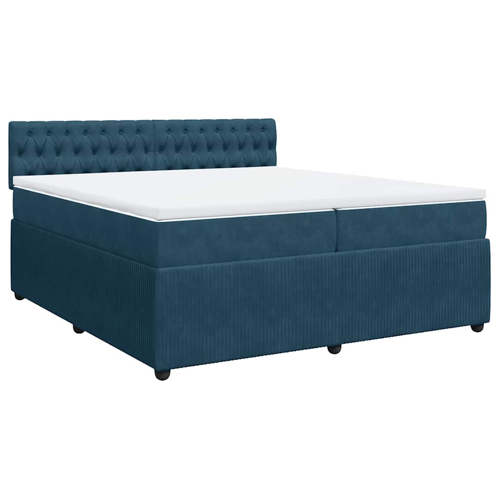 Thumbnail - vidaXL Boxspringbett mit Matratze Blau 200x200 cm Samt