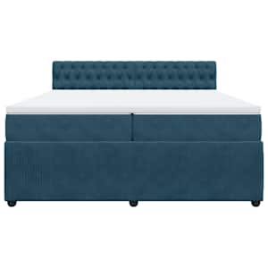 Box spring postel s matrací modrá 200 x 200 cm samet - obrázek 6