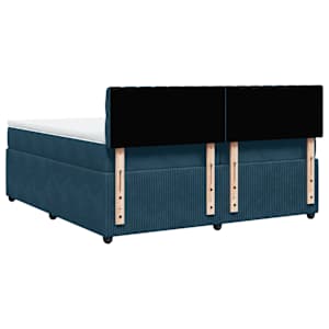 Box spring postel s matrací modrá 200 x 200 cm samet - obrázek 8