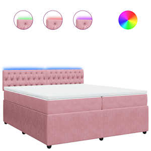 Box spring postel s matrací růžová 200x200 cm samet - obrázek 2