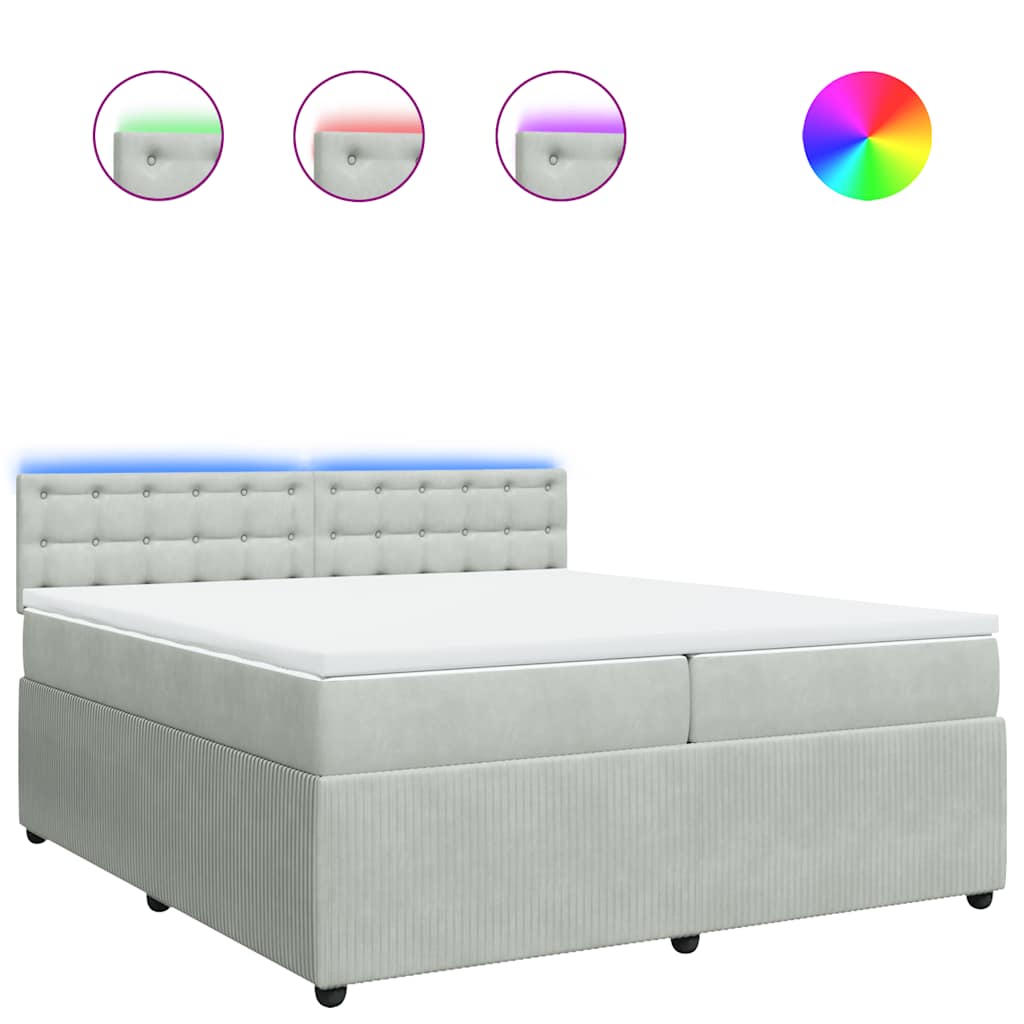 vidaXL Box spring postel s matrací světle šedá 200x200 cm samet
