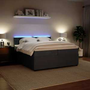 Box spring postel s matrací tmavě šedá 200x200 cm samet - obrázek 5