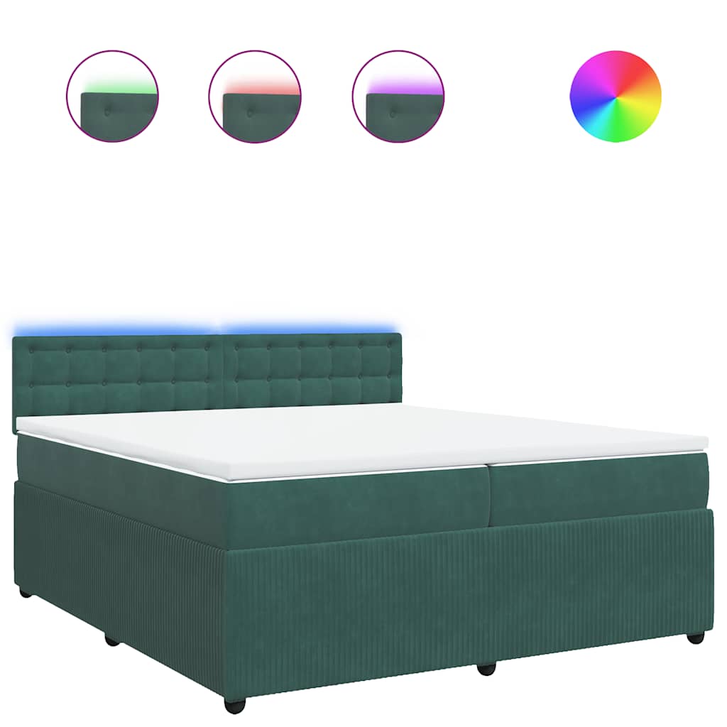 vidaXL Box spring postel s matrací tmavě zelená 200x200 cm samet