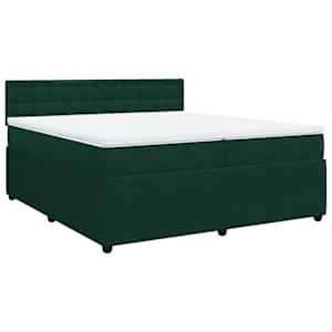 Box spring postel s matrací tmavě zelená 200x200 cm samet - obrázek 3