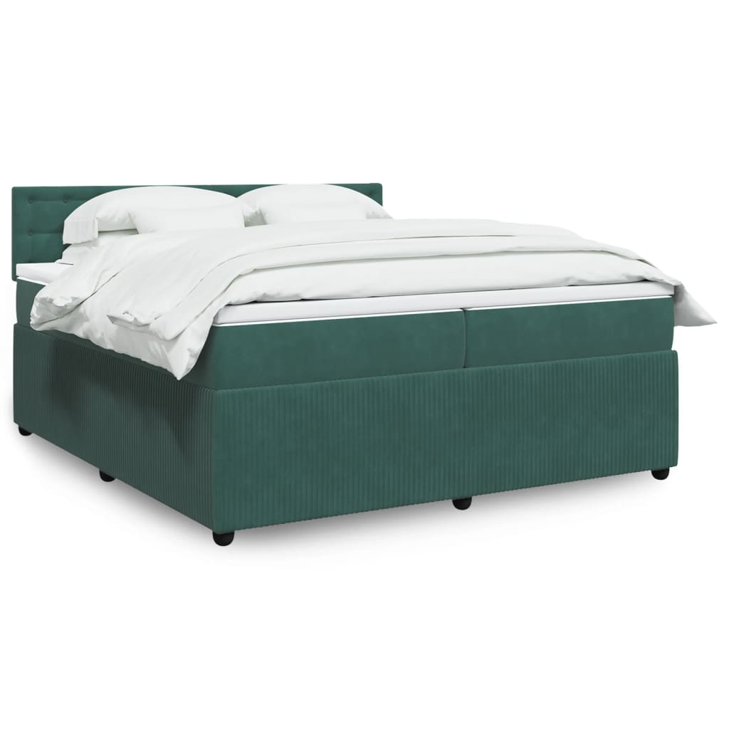 Boxspringbett mit Matratze Dunkelgrün 200×200 cm Samt