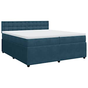 Box spring postel s matrací modrá 200 x 200 cm samet - obrázek 3