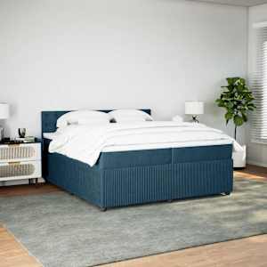 Box spring postel s matrací modrá 200 x 200 cm samet - obrázek 4
