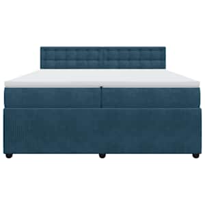 Box spring postel s matrací modrá 200 x 200 cm samet - obrázek 6