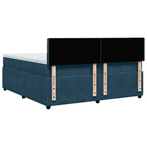 Box spring postel s matrací modrá 200 x 200 cm samet - obrázek 8