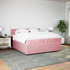 Box spring postel s matrací růžová 200x200 cm samet - obrázek 4