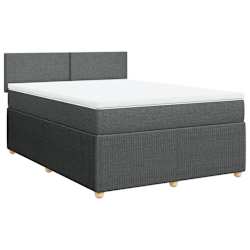 vidaXL Box Spring Bed with Mattress Light Grey Double Fabric