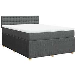 vidaXL Box Spring Bed with Mattress Light Grey Double Fabric