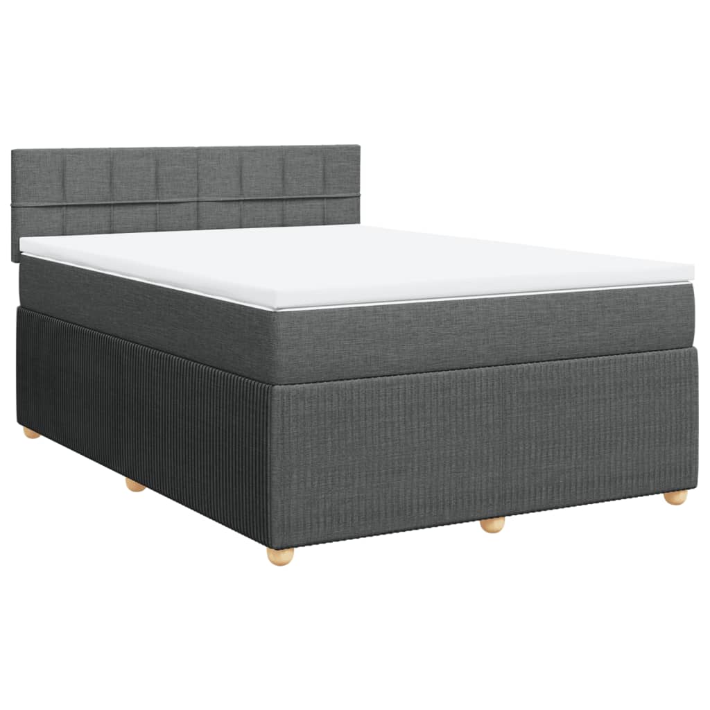 vidaXL Box Spring Bed with Mattress Light Grey Queen Fabric