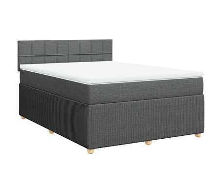 vidaXL Box Spring Bed with Mattress Light Grey Queen Fabric