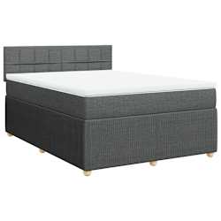 vidaXL Box Spring Bed with Mattress Light Grey Queen Fabric