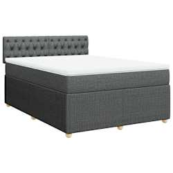 vidaXL Box Spring Bed with Mattress Light Grey Queen Fabric