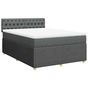vidaXL Box Spring Bed with Mattress Light Grey Queen Fabric