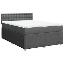 vidaXL Box Spring Bed with Mattress Light Grey Queen Fabric
