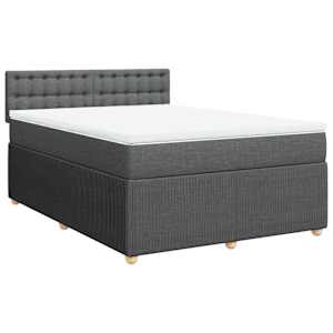 vidaXL Box Spring Bed with Mattress Light Grey Queen Fabric