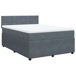 vidaXL Box Spring Bed with Mattress Dark Grey Queen Velvet