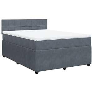vidaXL Box Spring Bed with Mattress Dark Grey Queen Velvet