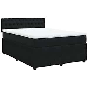 vidaXL Box Spring Bed with Mattress Black Queen Velvet
