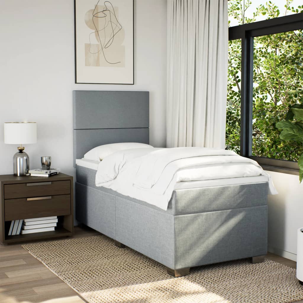 vidaXL Boxspring met matras stof lichtgrijs 80x200 cm afbeelding
