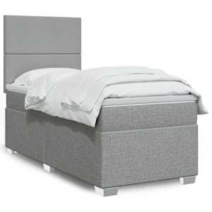 Box spring postelja z vzmetnico svetlo siva 80x200 cm blago