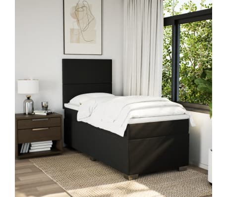 vidaXL Sommier &agrave; lattes de lit et matelas Noir 80x200 cm Tissu