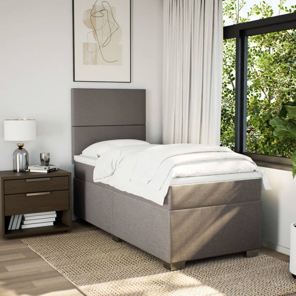 vidaXL Boxspring met matras stof taupe 80x200 cm afbeelding