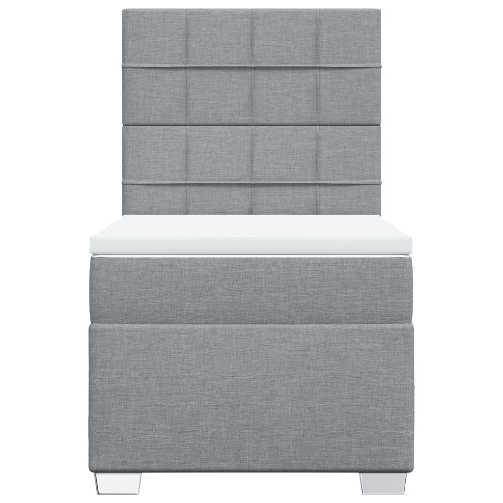 vidaXL Boxspring met matras stof lichtgrijs 80x200 cm grijs, foto 4