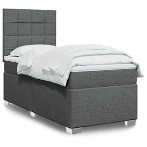 Box spring postel s matrací tmavě šedá 80 x 200 cm textil - obrázek 1