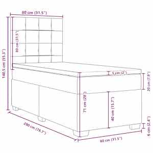 Box spring postel s matrací tmavě hnědá 80x200 cm textil - obrázek 12