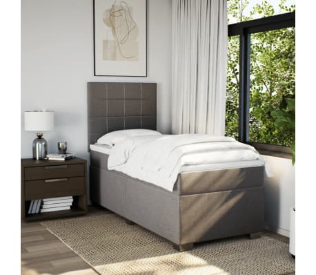 vidaXL Sommier &agrave; lattes de lit avec matelas Taupe 80x200 cm Tissu