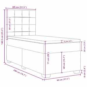 Box spring postel s matrací krémová 80 x 200 cm textil - obrázek 13