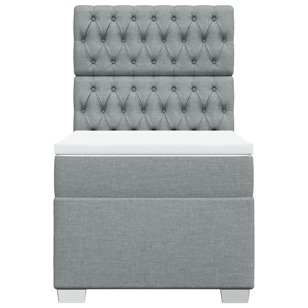 vidaXL Boxspring met matras stof lichtgrijs 80x200 cm grijs, foto 4