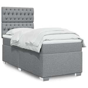 Box spring postel s matrací světle šedá 80 x 200 cm textil - obrázek 1