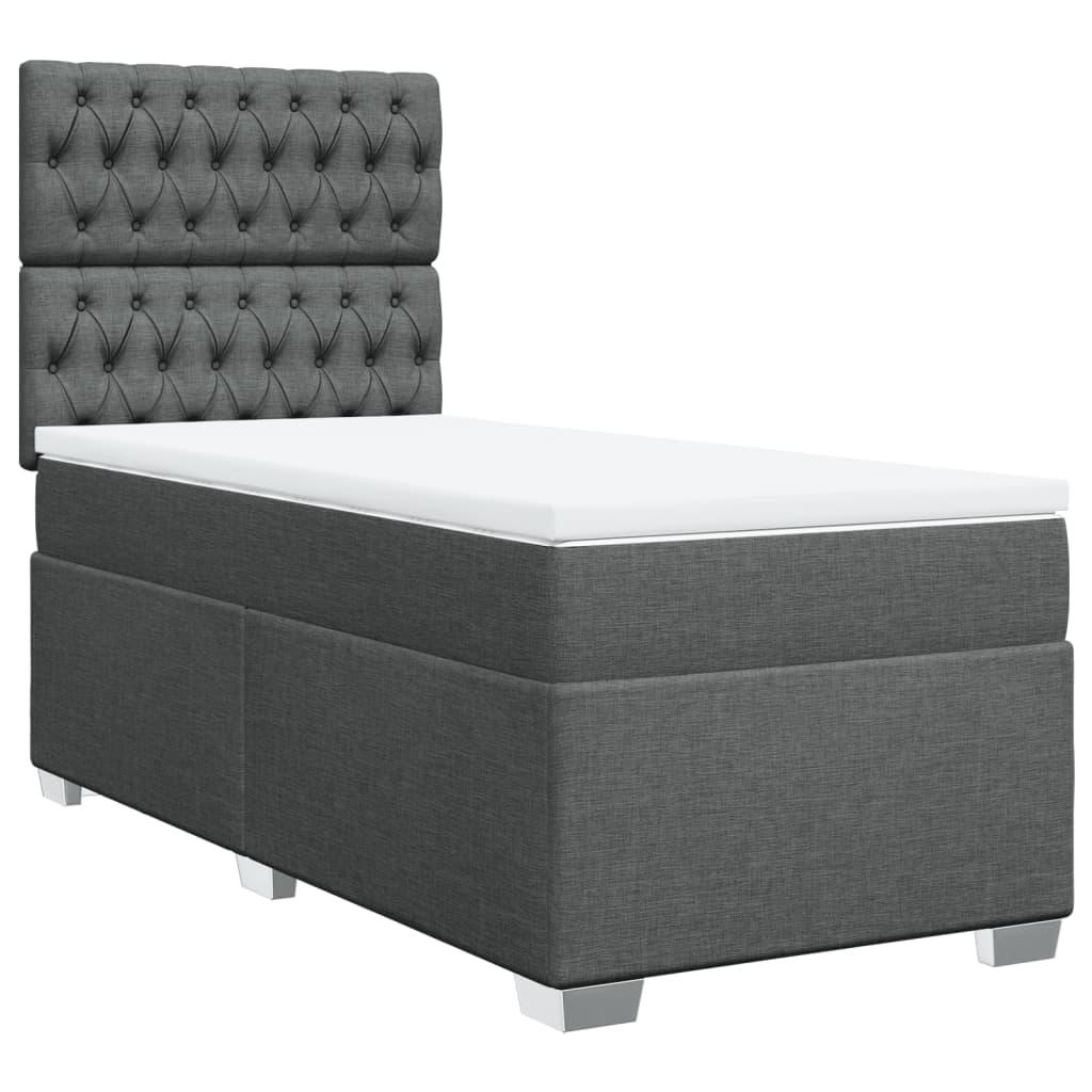 vidaXL Pat box spring cu saltea, gri închis, 80x200 cm, textil