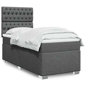 Box spring postel s matrací tmavě šedá 80 x 200 cm textil - obrázek 1
