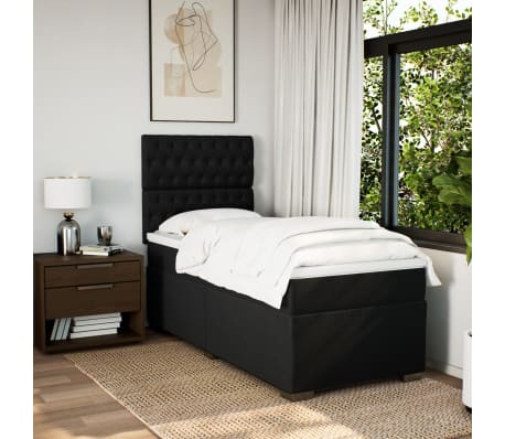 vidaXL Sommier &agrave; lattes de lit et matelas Noir 80x200 cm Tissu
