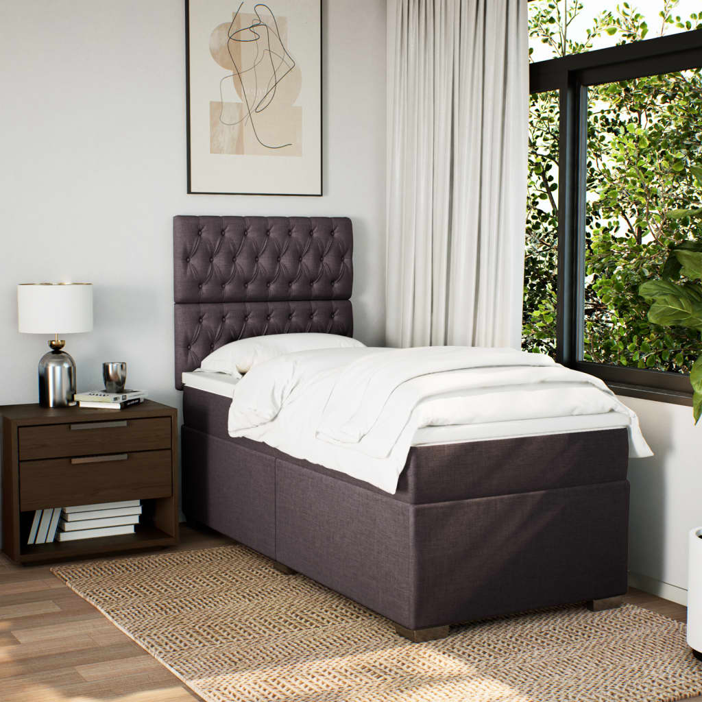 vidaXL Boxspring met matras stof donkerbruin 80x200 cm afbeelding