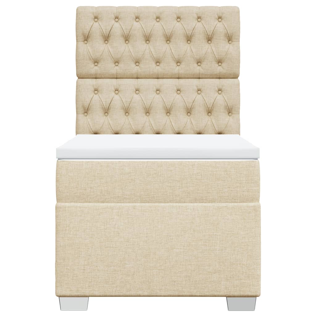 vidaXL Boxspring met matras stof crèmekleurig 80x200 cm, foto 4