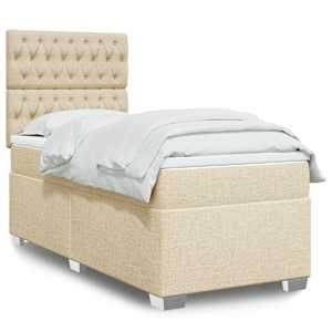 Box spring postelja z vzmetnico krem 80x200 cm blago