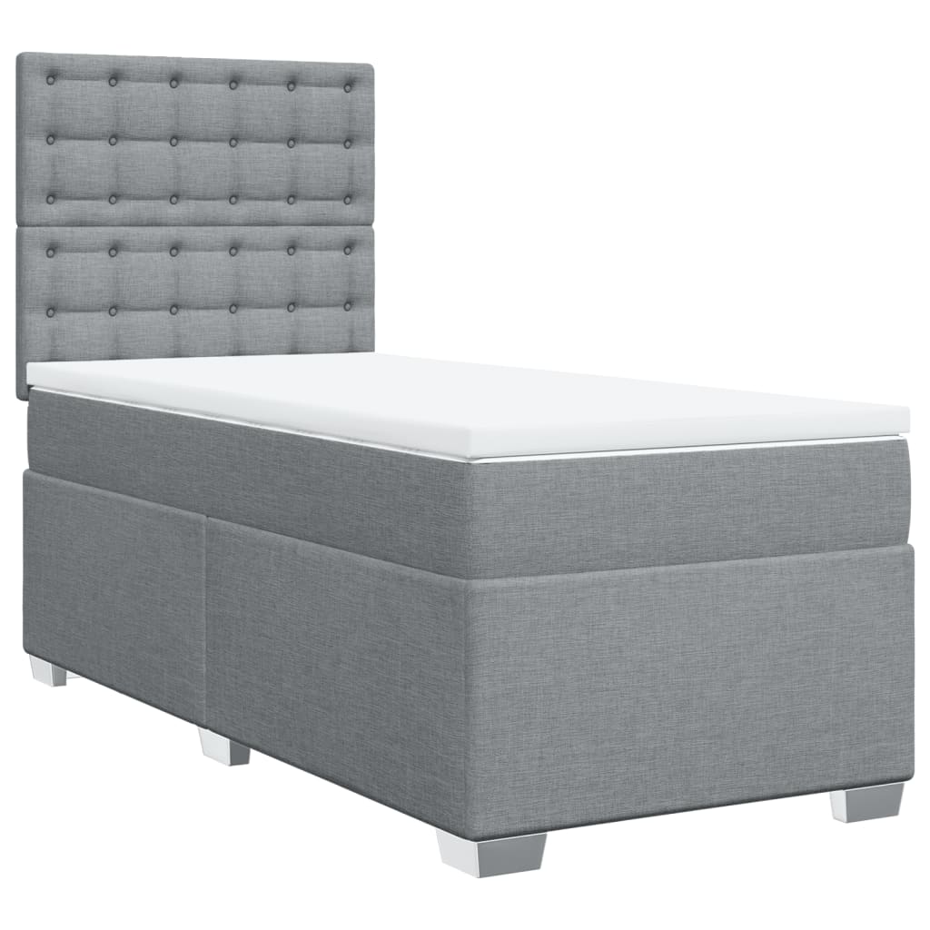 vidaXL Boxspring met matras stof lichtgrijs 80x200 cm grijs, foto 3